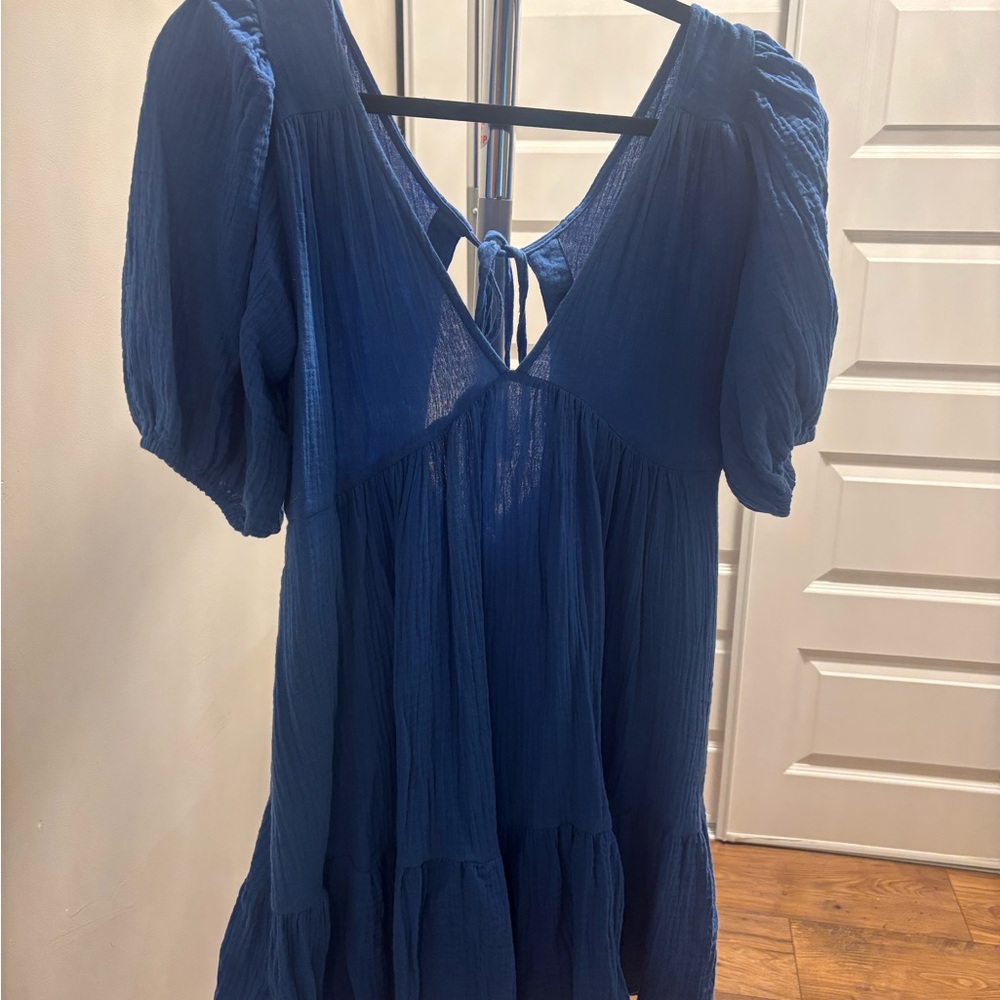 Three Bird Nest Deep Blue Blouse